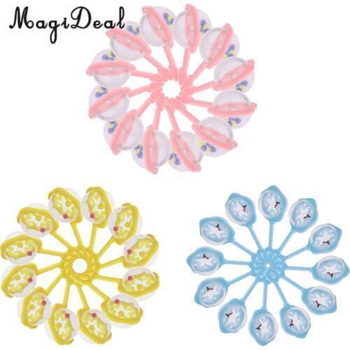 MagiDeal Delicate 12Pcs Star Mini Rattles Baby Shower Christening Party Bag Fillers for Gender Reveal Birthday Pink/Blue/Yellow