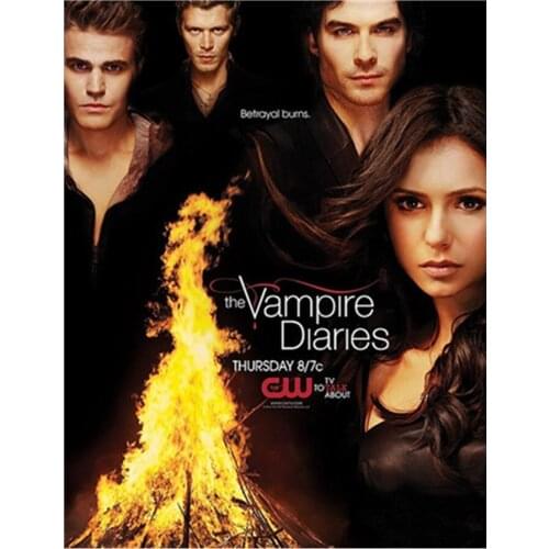 Full Round 5d Diy Diamond Painting "the Vampire Diaries" Diamond Embroidery Cross Stitch Patterns Diamond Mosaic Home Decor Gift