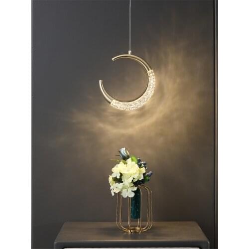 Light luxury moon long line pendant lights bedroom bedside lamps romantic modern dimming color single hanging lights fixtures