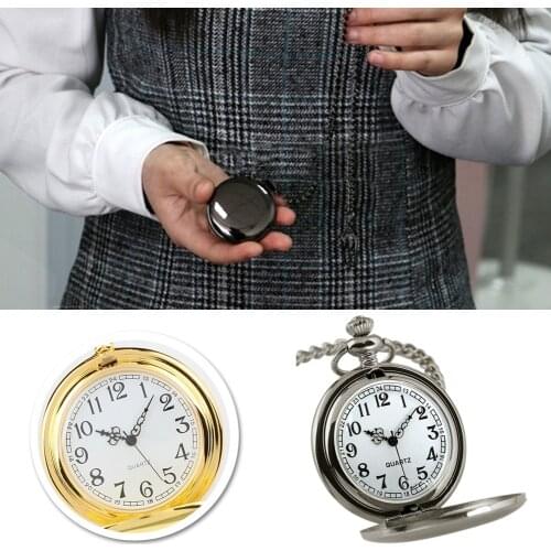 Retro Vintage Pocket Watch Classic Men Steampunk Smooth Quartz Pocket Watches Jewelry Alloy Chain Pendant with Necklace Chain