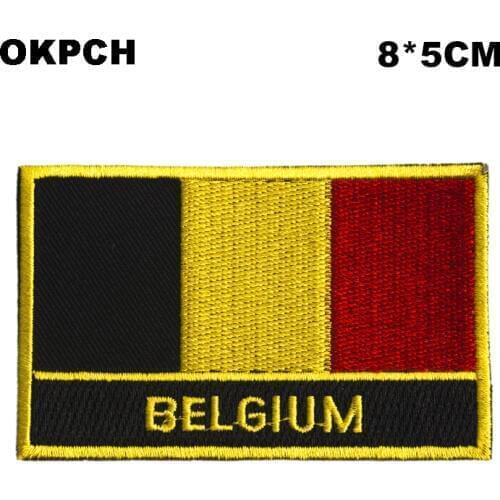 Belgium Square Shape Iron-on Flag Patch Embroidered Saw on Badges Patches for Clothing PT0034-R