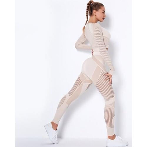 Women 2 Piece Hollow Out Seamless Yoga Set Sport Outfits Padded Push-up Sports Bra Leggings Workout Gym suit Fitness Sport Set