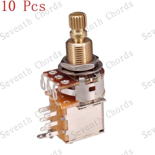 10Pcs Brass Split Shaft Push Push Potentiometer For Bass Guitar - A25K B25K A50K B50K A100K B100K A250K B250K A500K B500k