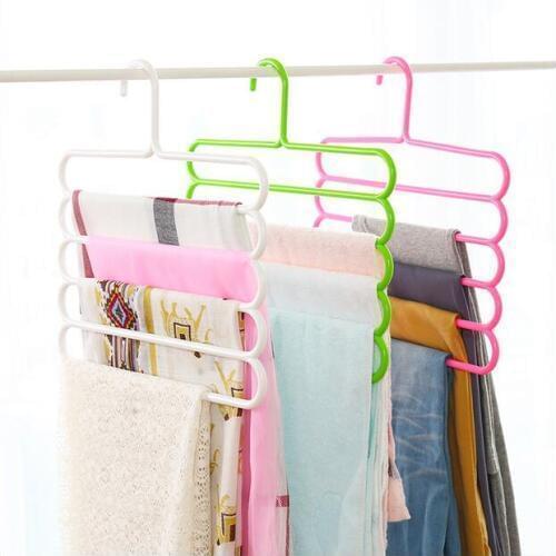 2pcs/lot Multifunctional slip-resistant multi-layer hanger household wardrobe trousers hangers scarf storage rack pants hook