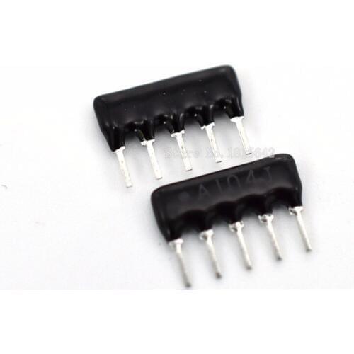 50PCS DIP exclusion 5pin 100K ohm 5 PINS A104J 100KR Network Resistor array A05-104J