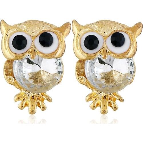 2018 Summer New Fashion Simple Metal Crystal Stereo Owl Statement Earrings Women Sexy Sweet Exquisite Animals Brincos