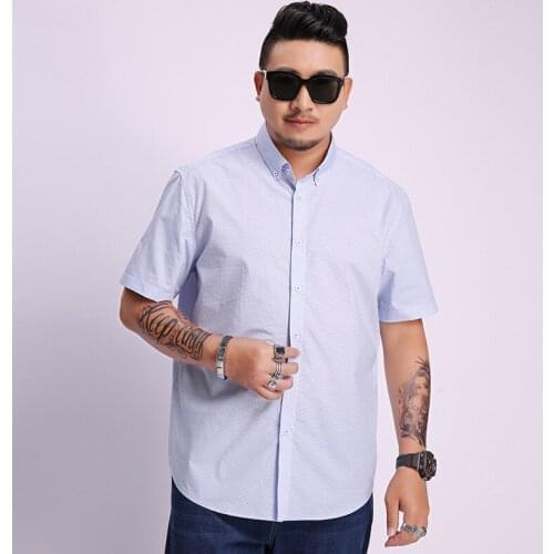 2021 summer new 5XL-8XL mens printed short-sleeved shirt polka dot pattern business casual shirt