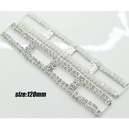 10pcs 120mm H-shaped clear crystal rhinestones bikini Connector buckles reinforcement flat made For Swimming Wear Bridal Dress