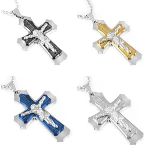 8Pcs Mens Jesus Cross Crucifix Pendants Christian Symbol Alloy Necklace For Male Jewelry Fashion Accessories T-216
