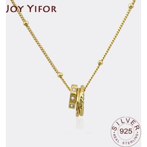 925 Sterling Silver Necklace Ladies Elegant Circle Zircon Necklace Fashion Sterling Silver Jewelry Round Necklace