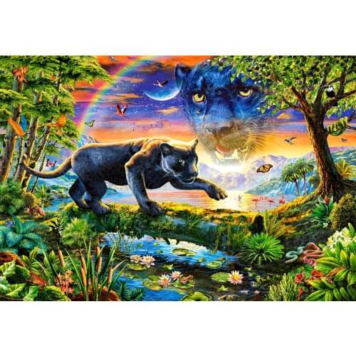 Jmine Div 5D Black Panther Forest Full Diamond Painting cross stitch kits art High Quality Animal 3D paint by diamonds