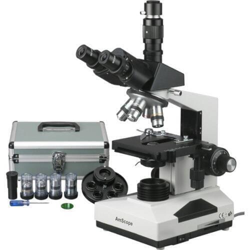 AmScope 40X-2000X Lab Clinic Vet Trinocular Turret Phase Contrast Microscope T490B-PCT
