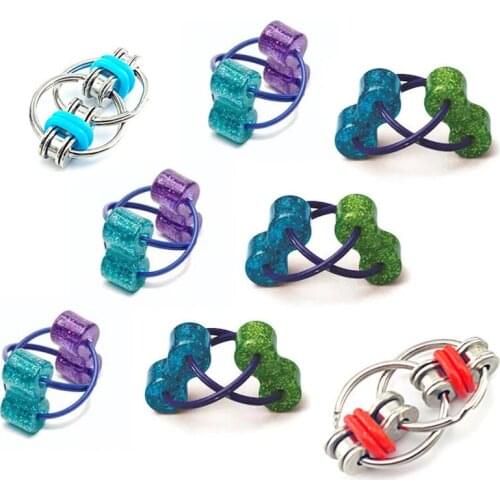 Glitter Puzzle Chain Fidget Toy For Autism Chain Roll Office Stress Relieve ADHD Metal Puzzles Hand Spinner Key Ring Child Toys