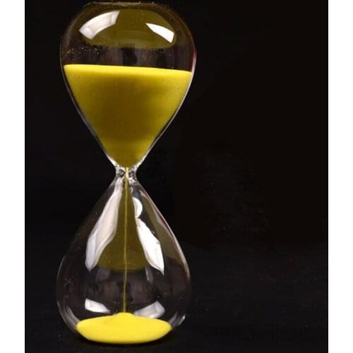 Large Fashion Yellow Sand Glass Sandglass Hourglass Timer Clear Smooth Glass Measures Home Desk Decor Xmas Birthday Gift (Yellow