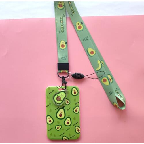 Fruits Avocado Key Chain Lanyard Card Holder ID Holder Bus Card Holder Staff Card Cover Lanyards Id Badge Holder