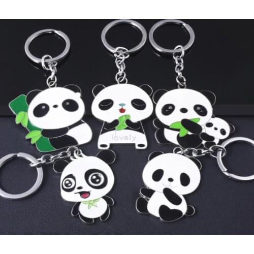 Panda Keychain Cute Mini Animal Metal Key ring Gigt Pendant Car Key Chain 30pcs/lot