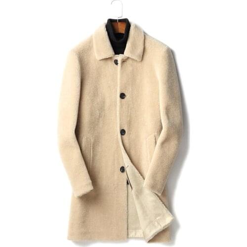 Real Fur Coat Men Sheep Shearing Long 100% Wool Jacket Casual Winter Coat Men Kurtki Zimowe Meskie D91-KZ98-09 KJ3756
