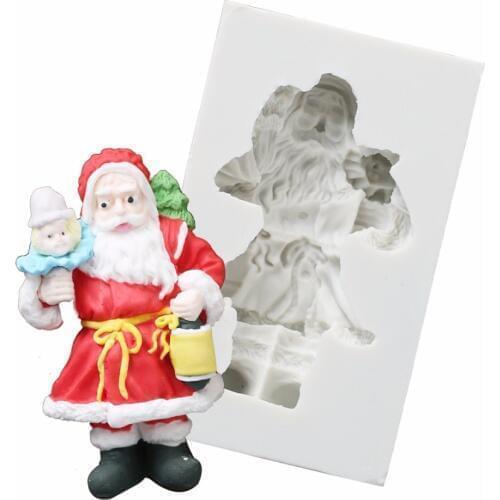Santa Claus Fondant Molds Christmas Fondant Cake Mold Silicone Mould Resin Clay Moulds Chocolate Mold Silicone Rubber PRZY 001