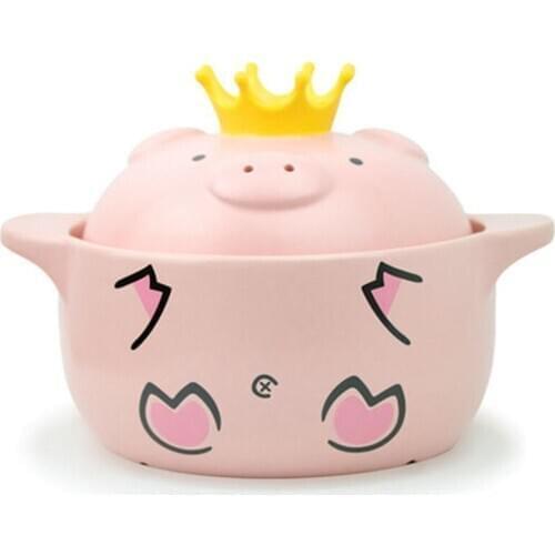 HOT-Pink Pig High Temperature Resistance Casserole Handle Ceramic Cooker Kitchen Supplies