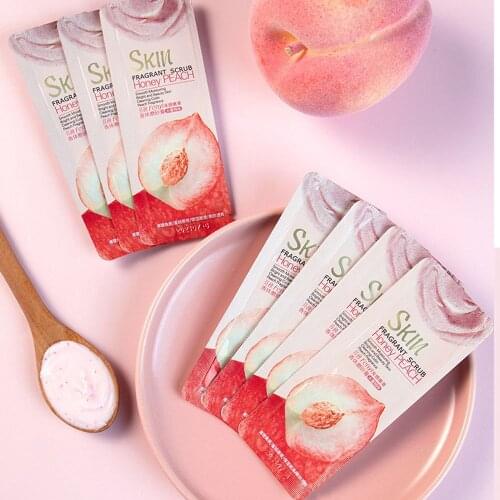 5Pcs Portable Peach Body Scrub Cream Face Scrub Cleansing Whitening Go Cutin Dead Skin Treatment Acne Moisturizing Body Care