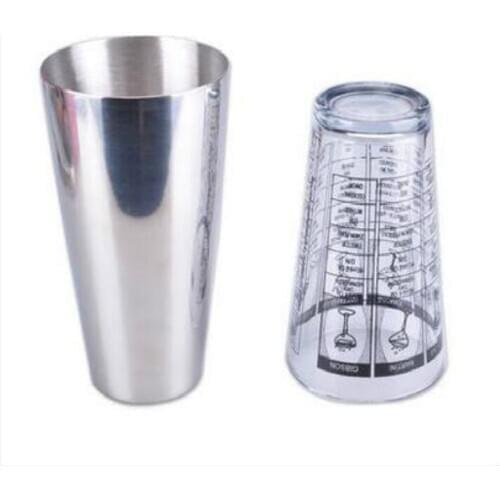 Kitchen Barware Bar Tools Stainless Steel Cocktail Shake Glass Mixing Cup Device Flask With Measuring Scale 2pcs/set