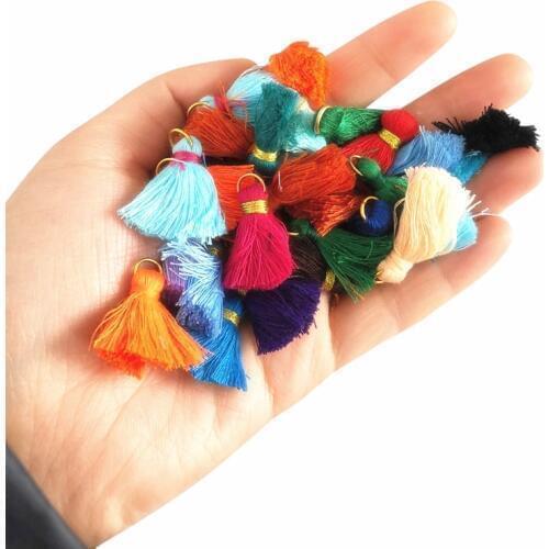 50Pcs Color Mini Tassel Fringe DIY Handmade Material Cotton Cord Tassel Trim Garments Curtains Decorative Tassels Lace Ribbon