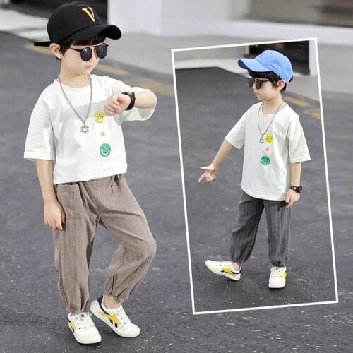 Summer Boys Anti-Mosquito Nine-Point Pants Thin Childrens Trousers Summer Ioose Korean light Cotton Ad linen Pants