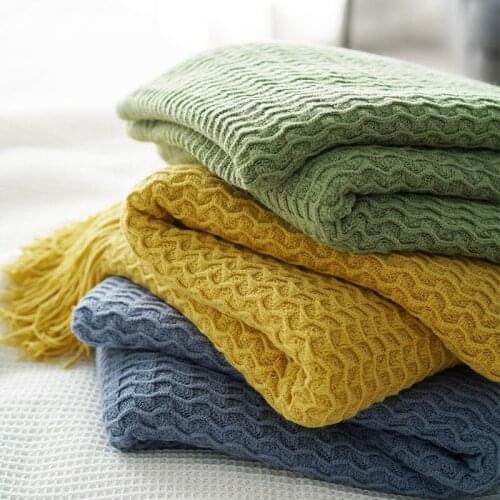 Throw blanket 2020 autumn new color tassel knitted blanket 130*230CM
