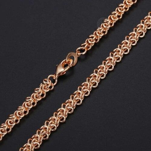 6mm Necklace for Mens Womens Swirl Link Chain Rose Gold Filled Necklace Fashion Wedding Party Jewelry Gifts 50/60cm DCN13