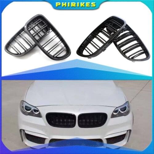 Front Hood Kidney Grille Bumper Black Dual Grill Fit for BMW F10 F11 F18 5-Series 2010-2016,Car Accessories Replacement Part