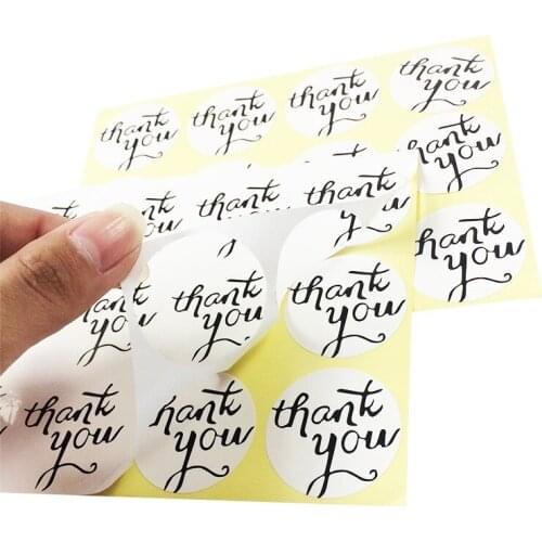 Free shipping 1200pcs Simplicity Vintage Grass white cowhide thank you DIY Gift Self-adhesive Label