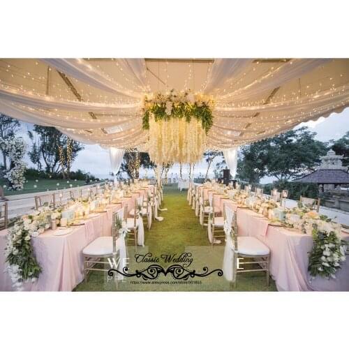 10 PCS Free Shipping 5FT W * 33FT L Chiffon Ceiling Drape 1.4m W * 10 m L Elegance Chiffon Ceiling Drape