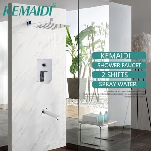 KEMAIDI Wall Mount Bathroom Rain Waterfall Shower Faucets Set Chrome Shower System Bathtub Shower Mixer Faucet Tap Kit