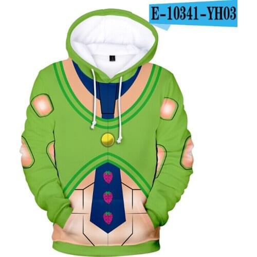 Comfortable 3D JOJOs fantastic adventure character suit Hoodies men women Hoodie boys girls Autumn green 3D JOJO Kids pullovers