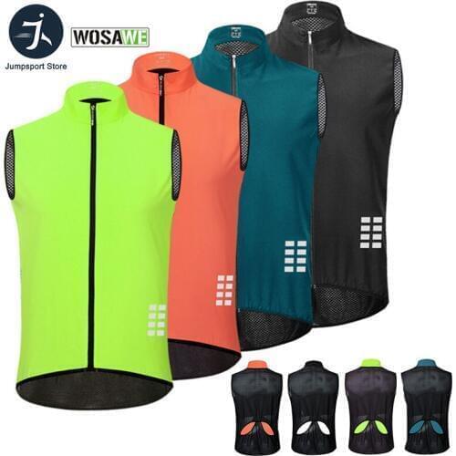 WOSAWE Breathable Tops Reflective Vest Bike Sleeveless Jersey Cycling Vest Maillot Roupa Ropa De Ciclismo Breathable Sportswear