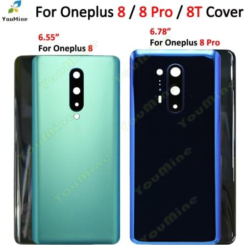 Back Glass Cover For Oneplus 8 8T Back Battery Cover Rear Glass Door Housing Case For Oneplus 8 Pro Battery Cover+Camera Lens