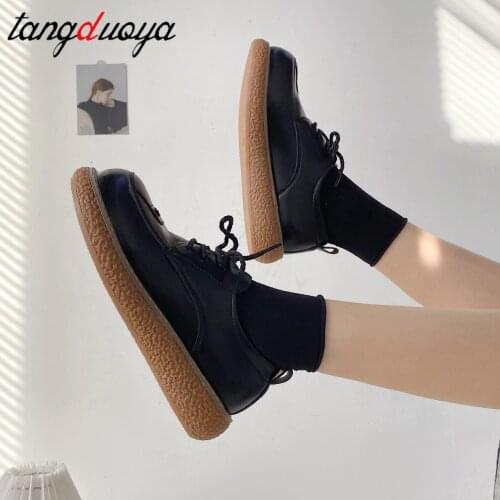 Vintage Oxford Shoes For Women Pu Leather Flat Heel Shoes Woman British Style Brogues Flats Retro beige Black chaussures femme