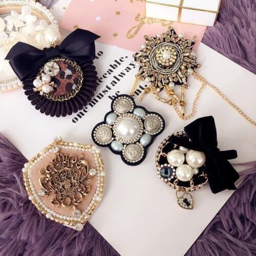 Women Brooches Pins Badge Coat Big Metal Vintage Retro Star Bee Lace Pearl Handmade Wholesale Series Accessories-SW