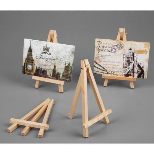 Easel 15.5*8.5*1.6cm Wooden Mini 10pcs Artist Pen Brushes Craft Holder Display Stand Mini Easels Painting Supplies Name Card