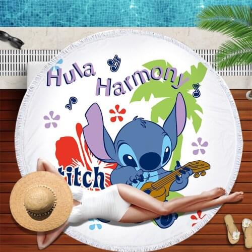 150X150CM Lilo & Stitch Beach Towel Cartoon Microfiber Beach Towel Blanket Swimming BathTowel Adult Children Gift Vacation