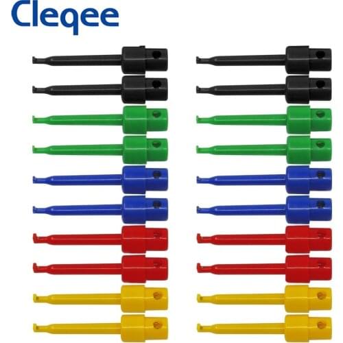 Cleqee P5001 20pcs Multimeter Lead Wire Kit Test Hook Clip Grabbers Test Probe SMT/SMD IC D20 Cable Welding