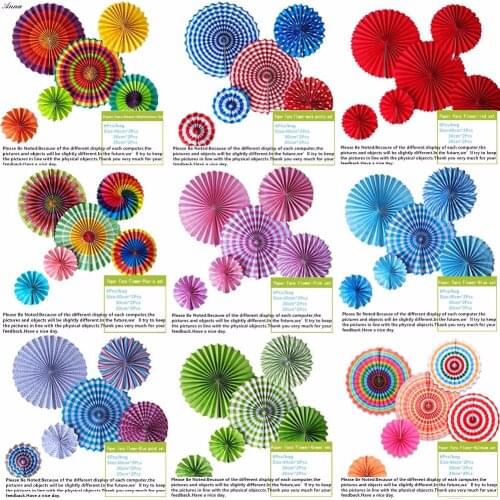 6pcs/set Colorful Wheel Tissue Paper Fans Flowers Balls Lanterns Party Decor Craft For Bar Birthday Party Wedding Decoration