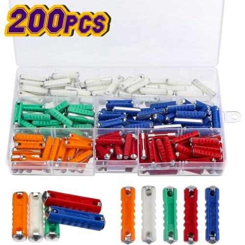 200pcs Car Fuses 5A 8A 10A 16A 25A Dia 6mm Universal Automotive For Vintage Old Style Car Continental Car Blade EU Fuses