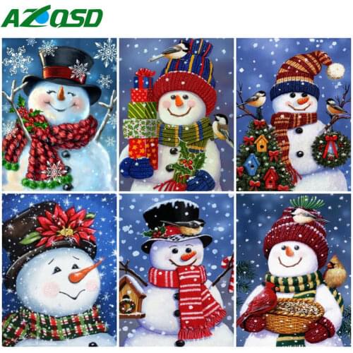 AZQSD Paint By Numbers For Adults Snowman Draw By Number On Canvas Cartoon Christmas Home Decoration Gift Wall Art