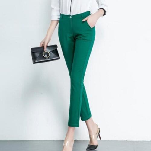 Trousers Women OL Formal Ankle Length Pants Fashion Solid Color Plus Size Slim Straight Pants Casual New Office Female Pants