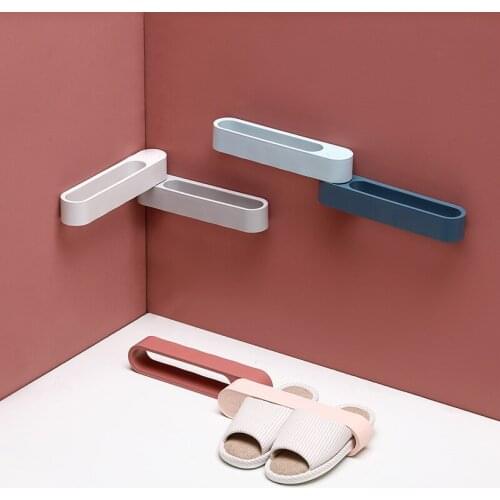 Household Wall-mounted Rotating Shoe Storage Rack Wall Corners Hole-free Shoe Drain Shelf Self-adhesive Foldable Slippers Holder