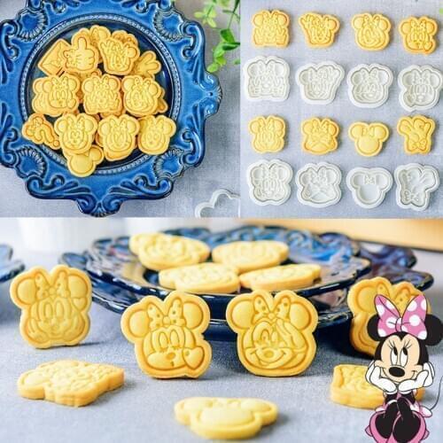 Disney Cake Mould Mickey Minnie Cookie Cutter 3D Cartoon Plastic Mold Biscuit Baking Tools Fondant Chocolate Cake Tools Decor