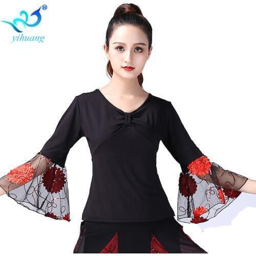Ballroom Dance Costumes Tops Standard Modern Blouses Waltz Latin Salsa Rumba Dancewear Tops Long Sleeves