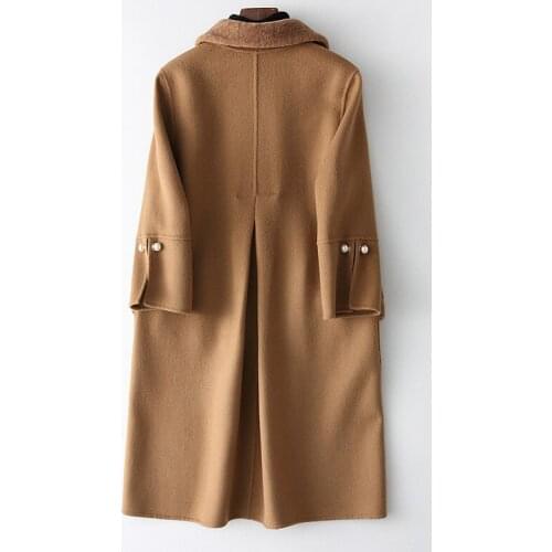 Jacket Winter Women 80% Wool Coat Female Lamb Fur Collar 2020 Fashion Double-side Wool Ladies Coats Pearls 38060 WYQ1420 s