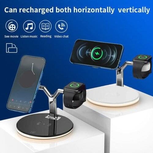 3 in 1 Magnetic Wireless Charger 25W Fast Charging Station for Magsafe iPhone 12 pro Max Apple Watch Airpods Night Light Design
